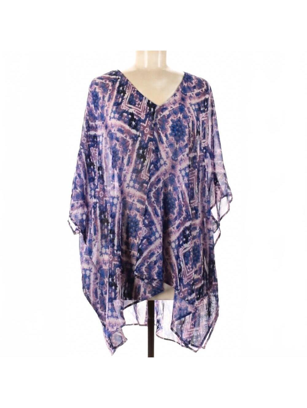 Show Me Your MuMu Women's Medium Swimsuit Cover Up V-Neck Tie-Dye Purple